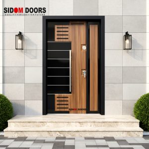 Modern Wood & Black Panel Entry Door (SD 5502)