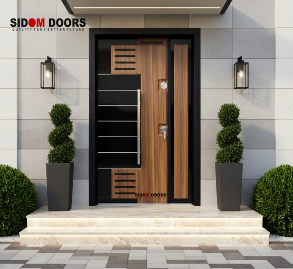 Modern Wood & Black Panel Entry Door (SD 5502) - Image 3
