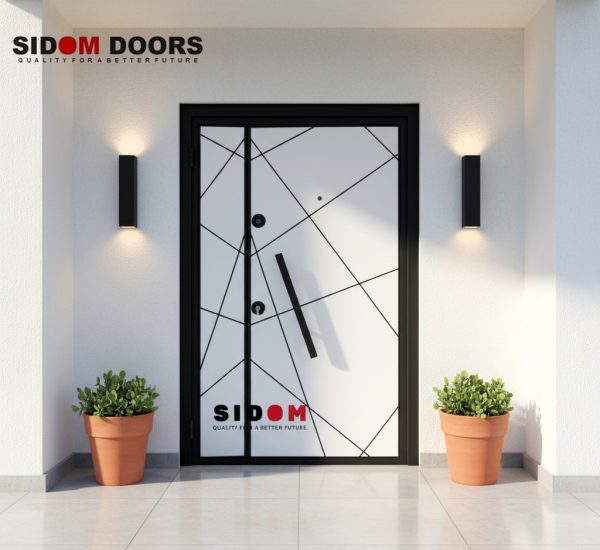 Modern White Geometric Security Door ( SD5050) - Image 2