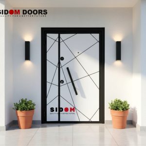 Modern White Geometric Security Door ( SD5050)