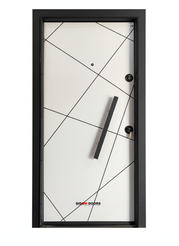 Modern White Geometric Security Door ( SD5050) - Image 3